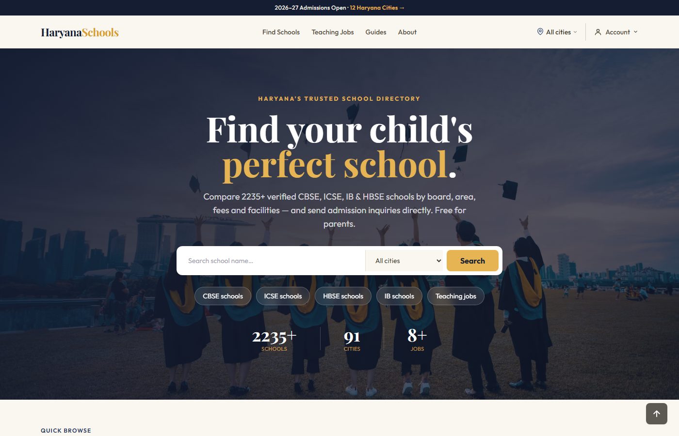 Haryana Schools website screenshot