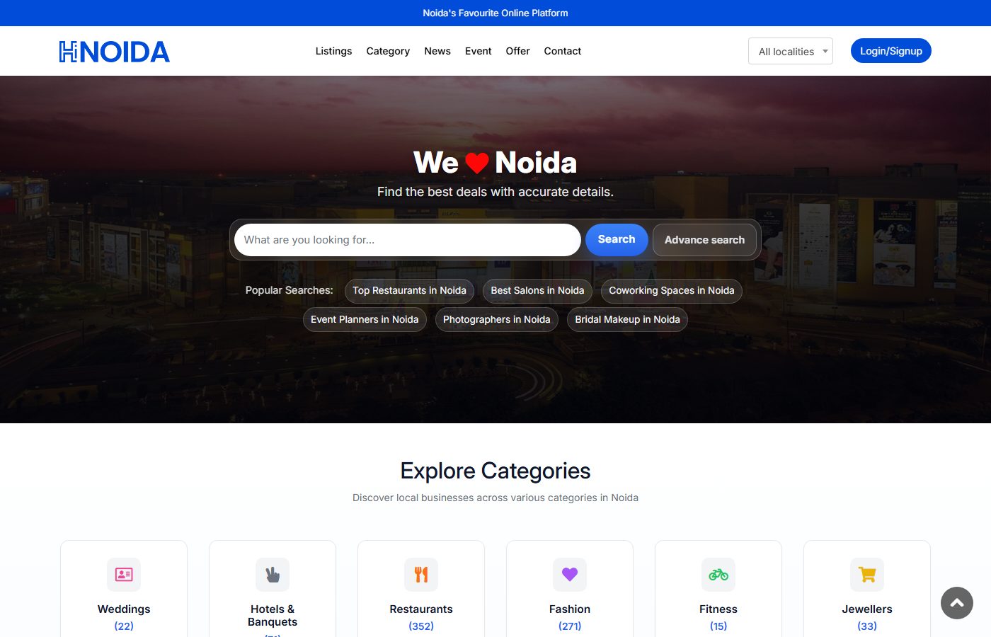 Hi Noida website screenshot