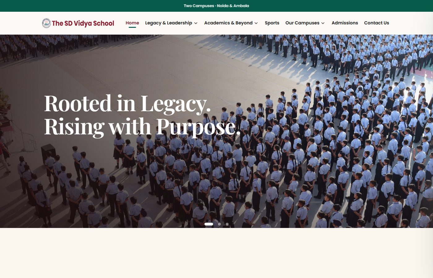 The SD Vidya School website screenshot