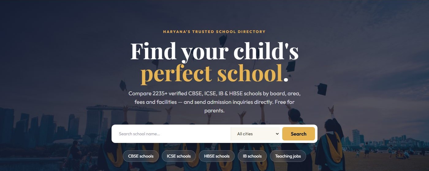 Haryana Schools website screenshot