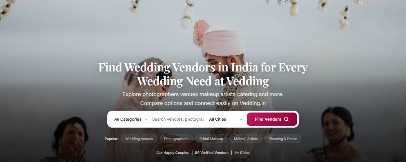 Vedding website screenshot