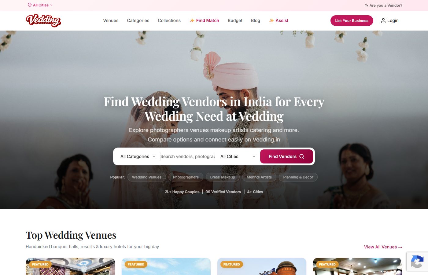 Vedding website screenshot